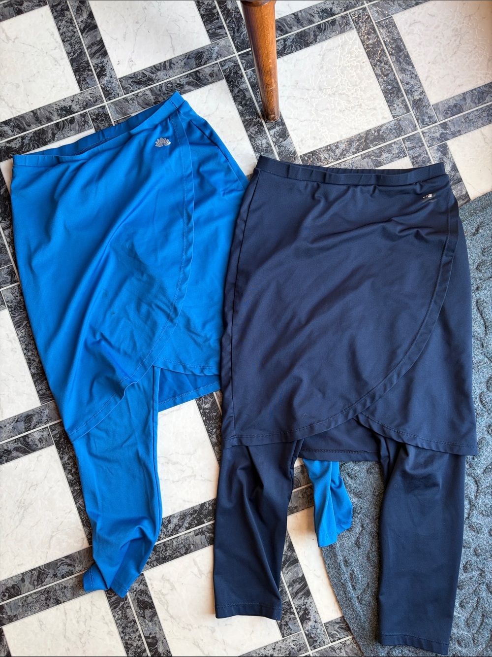 Kids Wrap Skort with Attached Leggings - Blue & Navy